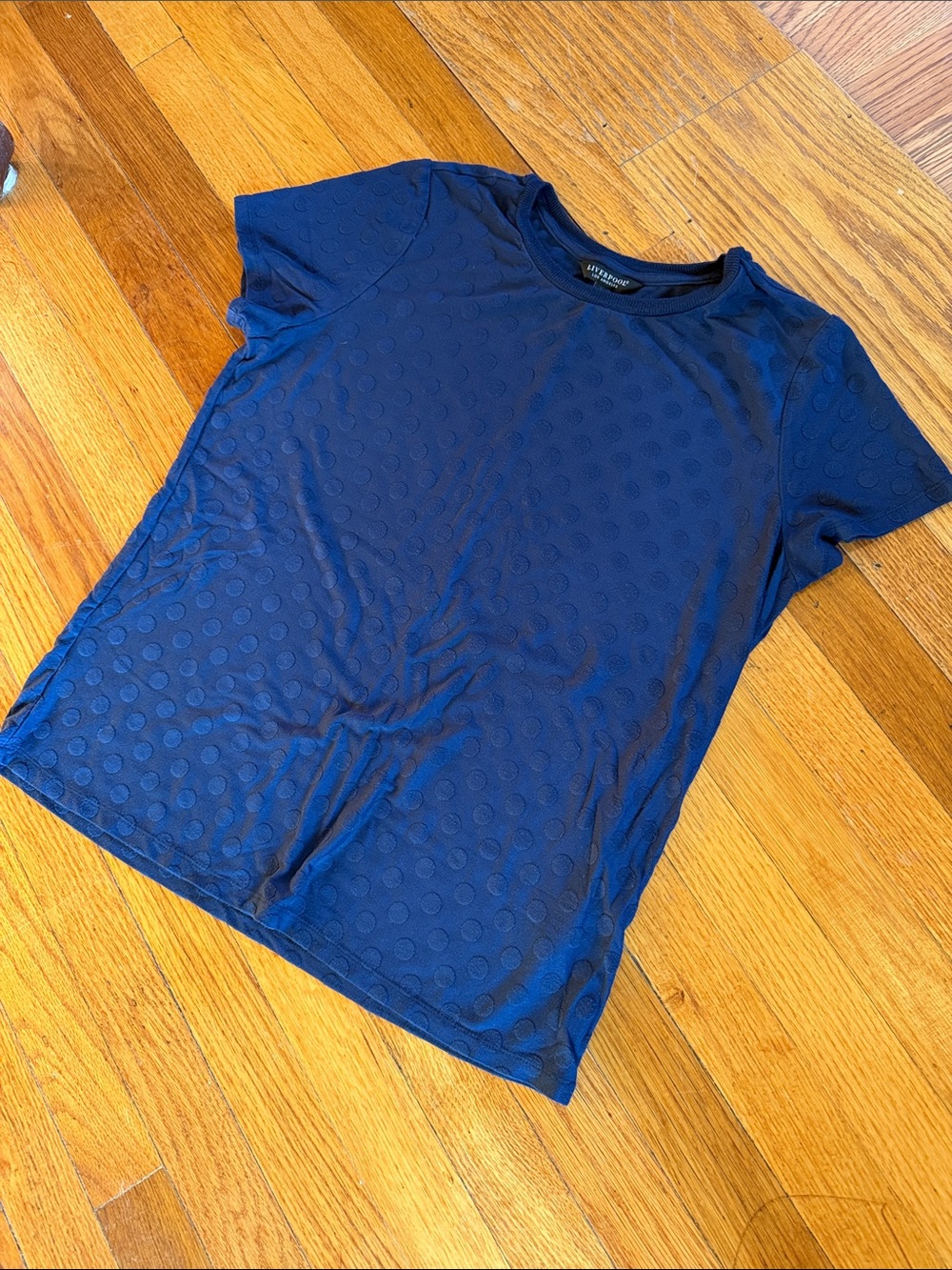 Liverpool Navy Short Sleeve Crew Tee with Subtle Dot Texture